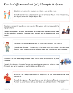 scenarios de pratique d'affirmation de soi